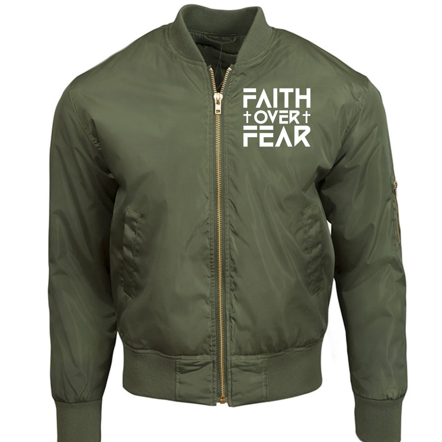 Faith Over Fear 2 Unisex Christian Bomber Jacket - ClaimedbyGodDesigns