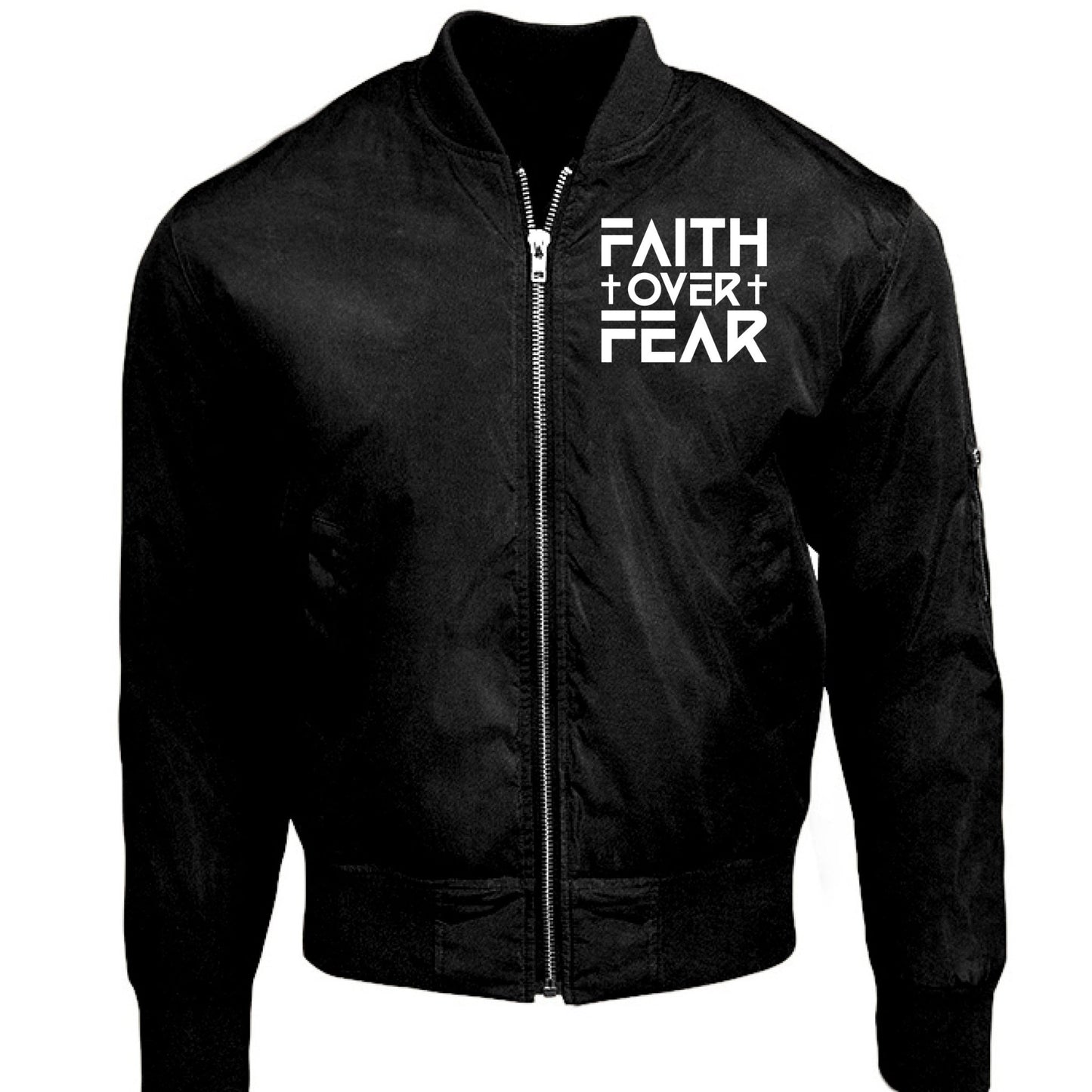 Faith Over Fear 2 Unisex Christian Bomber Jacket - ClaimedbyGodDesigns