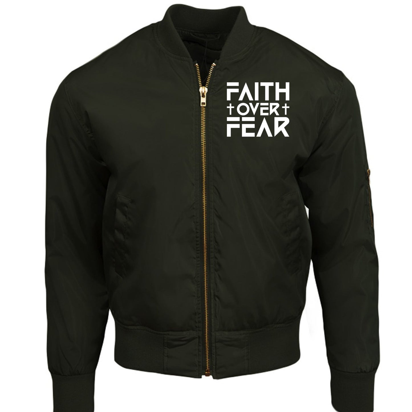 Faith Over Fear 2 Unisex Christian Bomber Jacket - ClaimedbyGodDesigns
