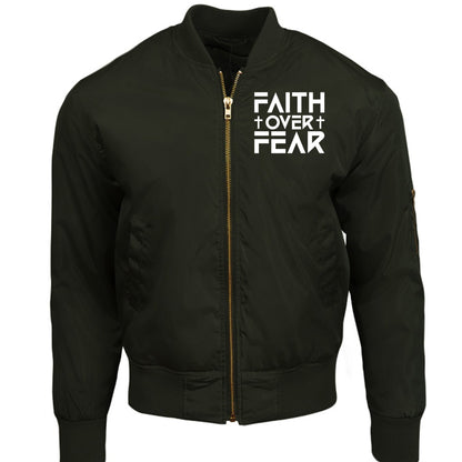 Faith Over Fear 2 Unisex Christian Bomber Jacket - ClaimedbyGodDesigns