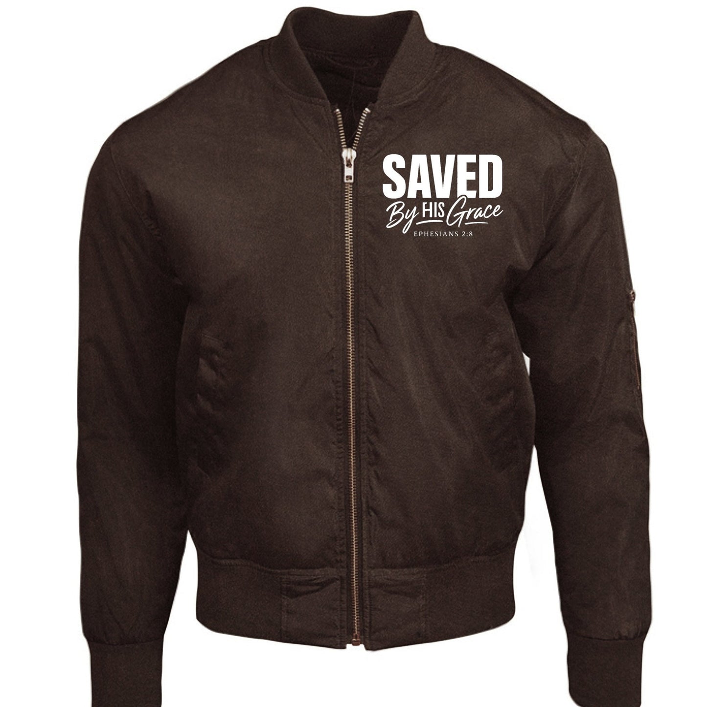 Saved By HIs Grace Unisex Christian Bomber Jacket - ClaimedbyGodDesigns