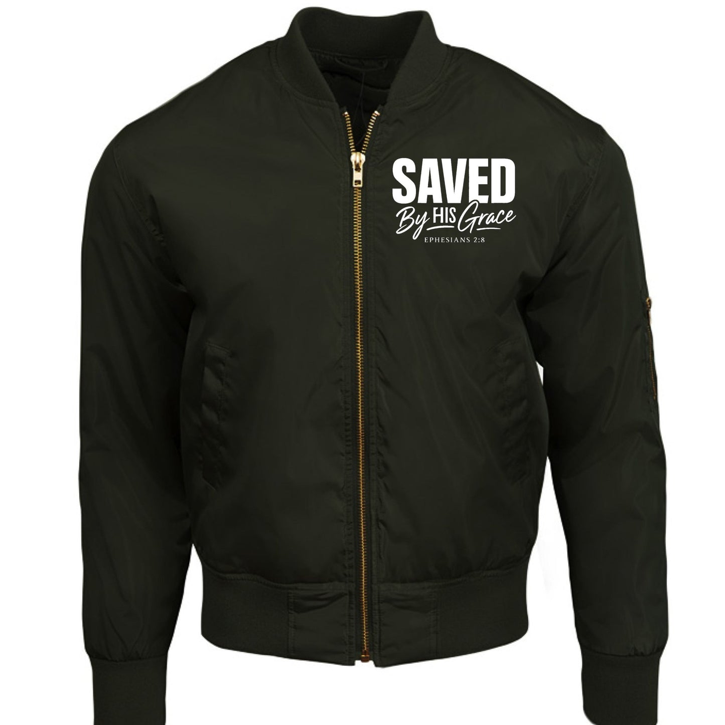 Saved By HIs Grace Unisex Christian Bomber Jacket - ClaimedbyGodDesigns