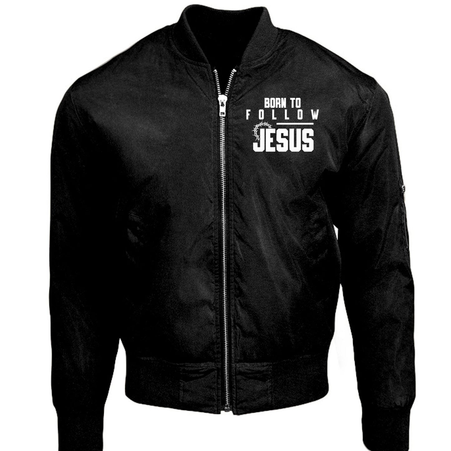 Born To Follow Him Unisex Christian Bomber Jacket - ClaimedbyGodDesigns