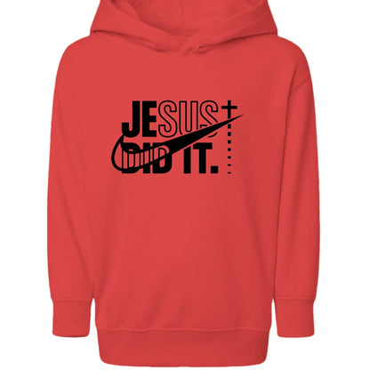 He Did It Toddler Christian Pullover Hooded Sweatshirt - ClaimedbyGodDesigns