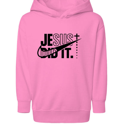 He Did It Toddler Christian Pullover Hooded Sweatshirt - ClaimedbyGodDesigns