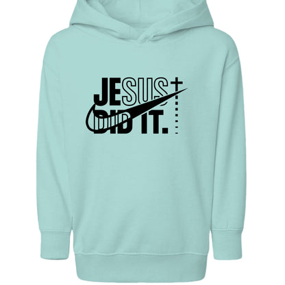 He Did It Toddler Christian Pullover Hooded Sweatshirt - ClaimedbyGodDesigns