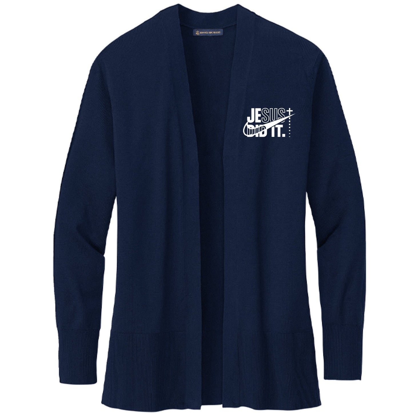 He Did It Premium Women’s Christian Cotton Stretch Long Cardigan Sweater - ClaimedbyGodDesigns