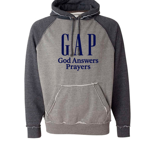GAP He Answers Prayers Unisex Christian Vintage Heather Pullover Hooded Sweatshirt - ClaimedbyGodDesigns