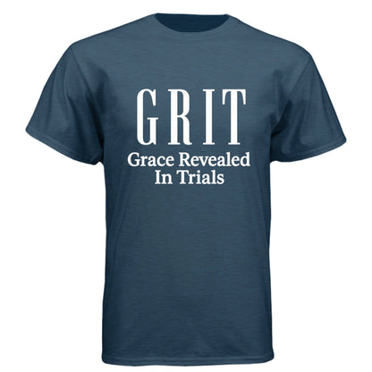 GRIT Grace Revealed In Trials Men’s Christian T‑Shirt - ClaimedbyGodDesigns