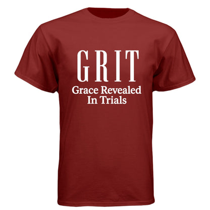 GRIT Grace Revealed In Trials Men’s Christian T‑Shirt - ClaimedbyGodDesigns