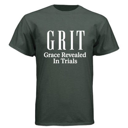 GRIT Grace Revealed In Trials Men’s Christian T‑Shirt - ClaimedbyGodDesigns