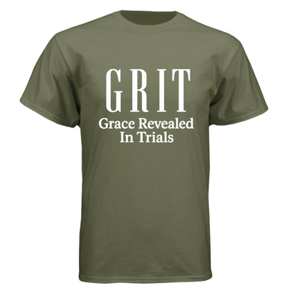 GRIT Grace Revealed In Trials Men’s Christian T‑Shirt - ClaimedbyGodDesigns