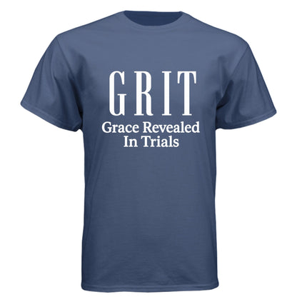 GRIT Grace Revealed In Trials Men’s Christian T‑Shirt - ClaimedbyGodDesigns