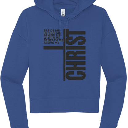 Christ All Around Me Women's Christian Cropped Hooded Sweatshirt - ClaimedbyGodDesigns