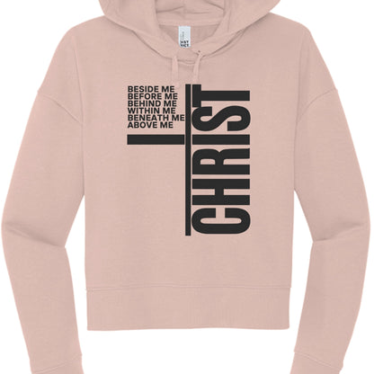 Christ All Around Me Women's Christian Cropped Hooded Sweatshirt - ClaimedbyGodDesigns