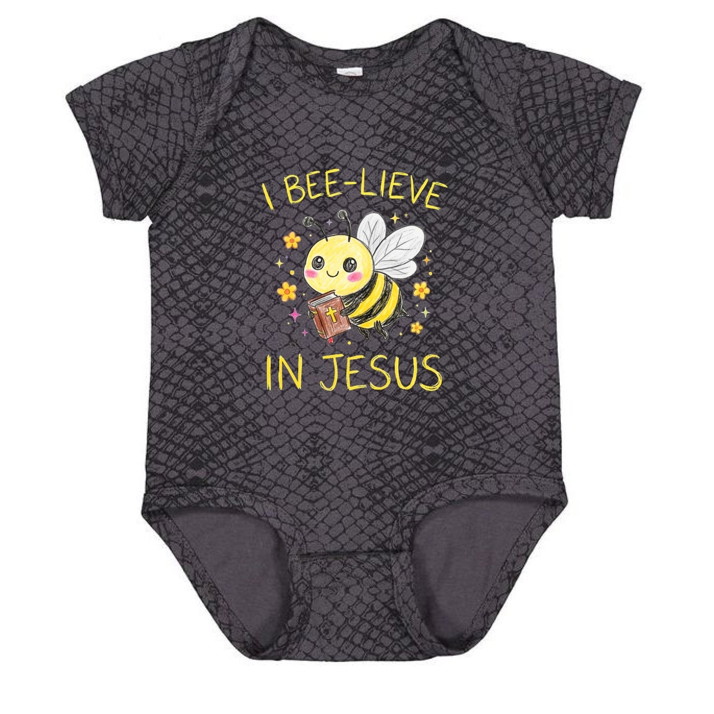 I Bee‑lieve In Jesus Christian Baby Jumpsuit - ClaimedbyGodDesigns