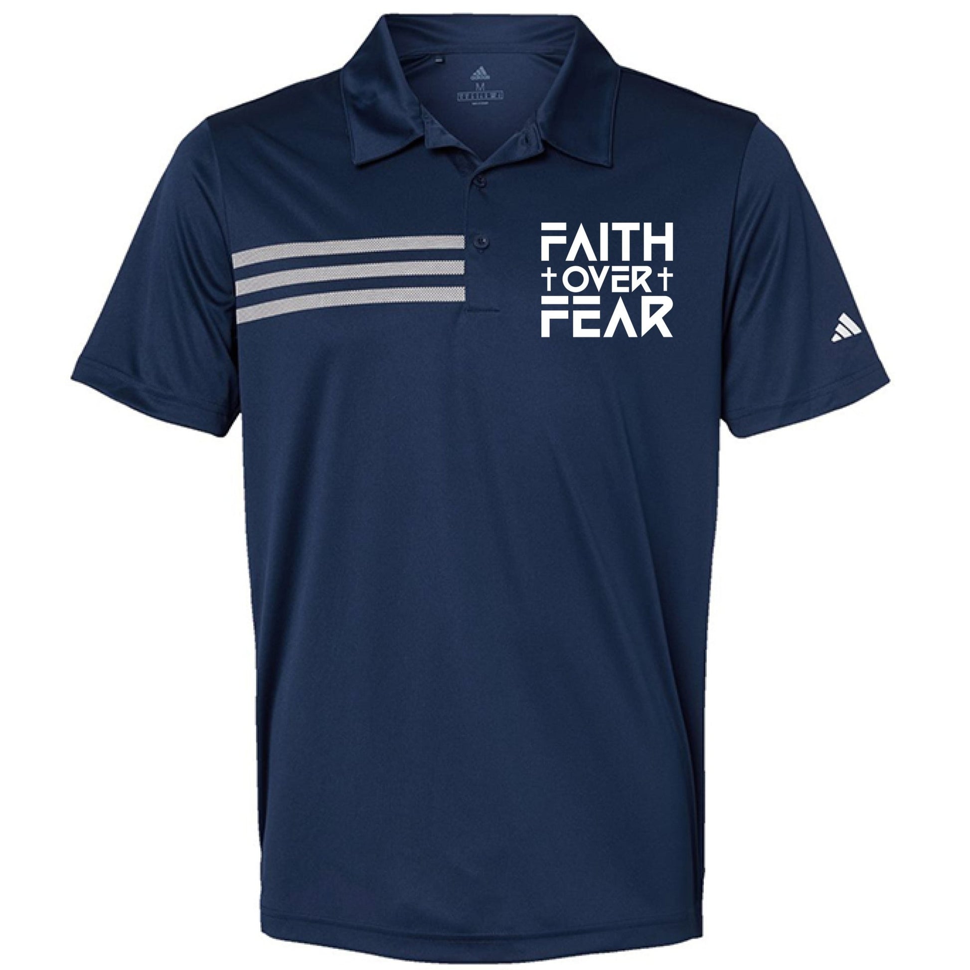 Faith Over Fear Men’s Christian Premium 3‑Stripes Chest Sport Shirt - ClaimedbyGodDesigns