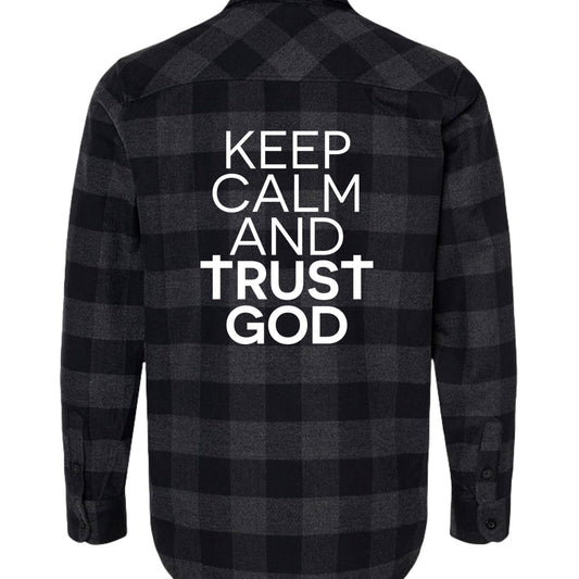 Keep Calm and Trust God Men's Christian Flannel Shirt - ClaimedbyGodDesigns