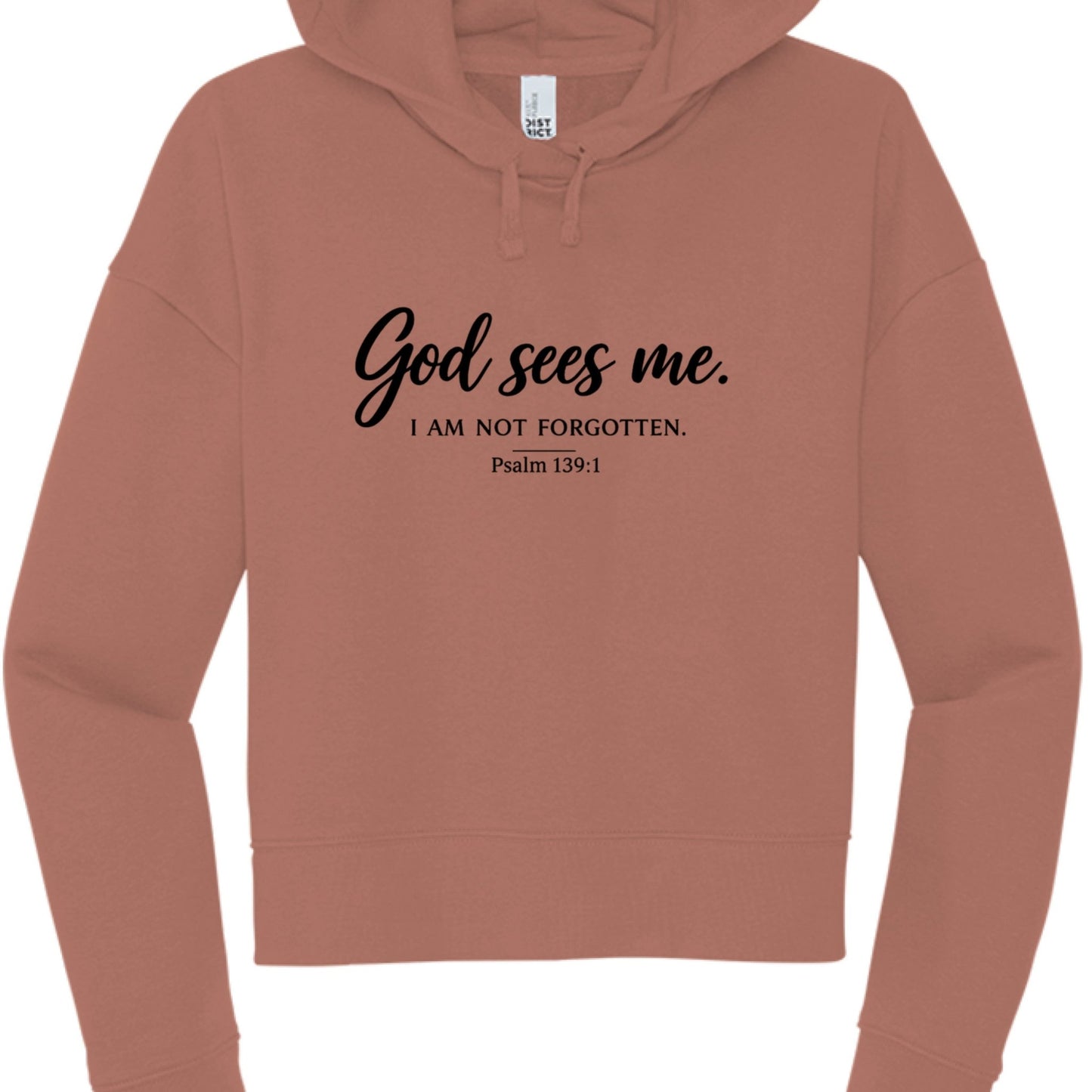 God Sees Me Women's Christian Cropped Hooded Sweatshirt - ClaimedbyGodDesigns