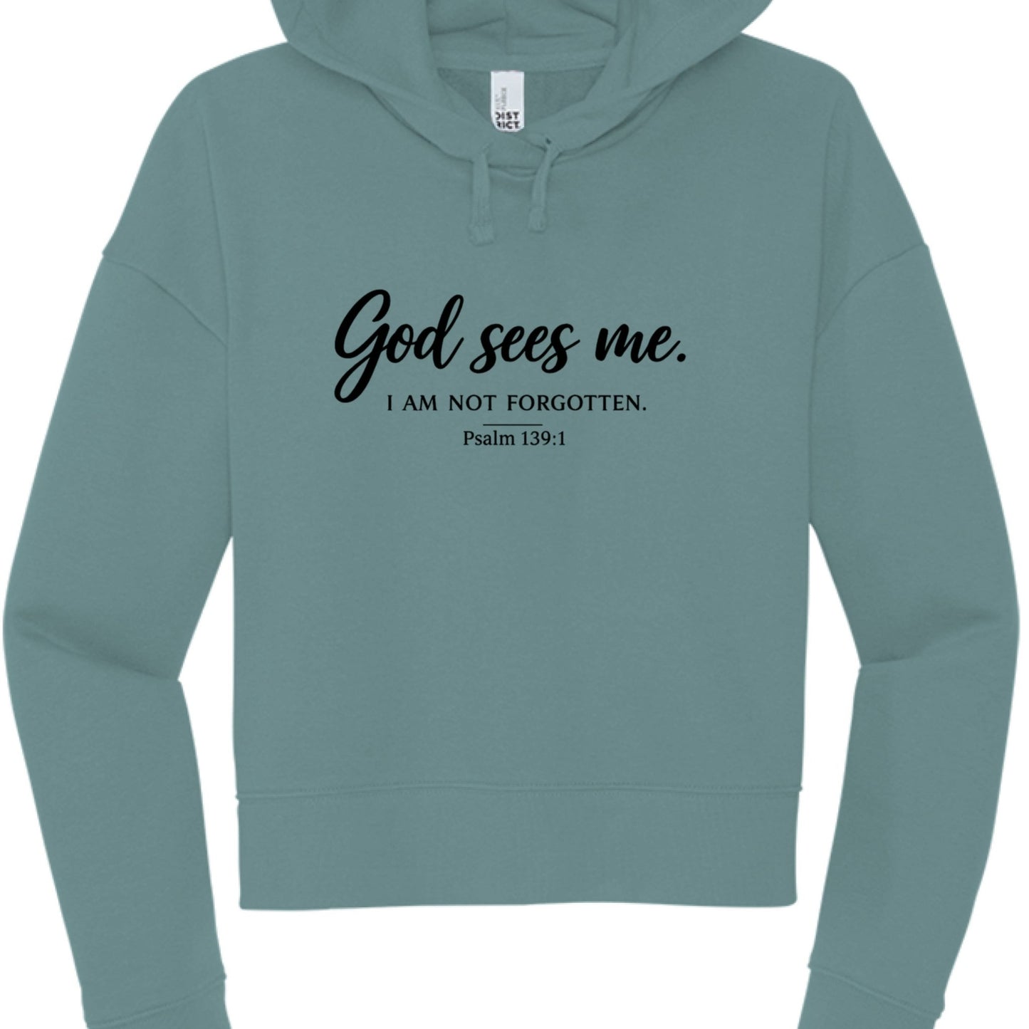 God Sees Me Women's Christian Cropped Hooded Sweatshirt - ClaimedbyGodDesigns