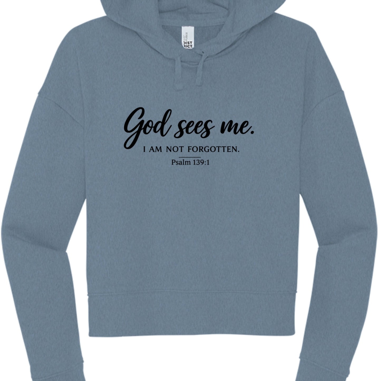 God Sees Me Women's Christian Cropped Hooded Sweatshirt - ClaimedbyGodDesigns