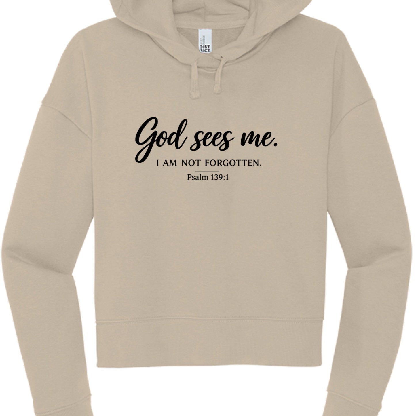 God Sees Me Women's Christian Cropped Hooded Sweatshirt - ClaimedbyGodDesigns