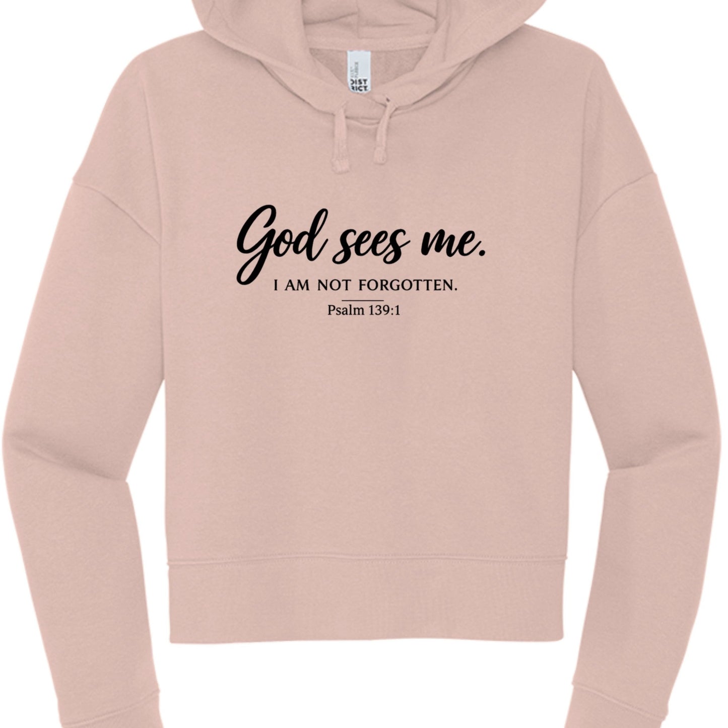 God Sees Me Women's Christian Cropped Hooded Sweatshirt - ClaimedbyGodDesigns