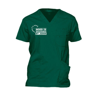 Today's Good Mood Is Sponsored By Jesus Men’s Christian 5‑Pocket V‑Neck Premium Medical Scrub Top - ClaimedbyGodDesigns