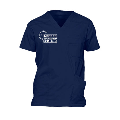 Today's Good Mood Is Sponsored By Jesus Men’s Christian 5‑Pocket V‑Neck Premium Medical Scrub Top - ClaimedbyGodDesigns