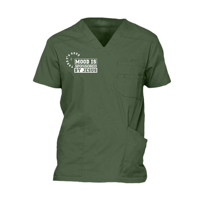 Today's Good Mood Is Sponsored By Jesus Men’s Christian 5‑Pocket V‑Neck Premium Medical Scrub Top - ClaimedbyGodDesigns
