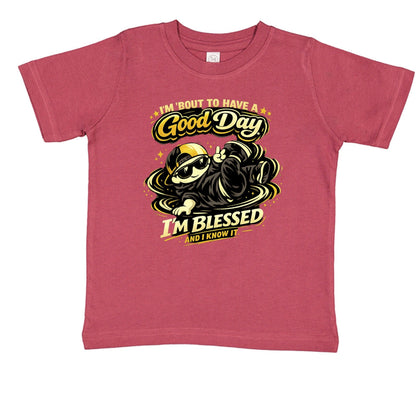 I'm 'bout To Have A Good Day I'm Blessed And I Know It Toddler Christian T-shirt - ClaimedbyGodDesigns