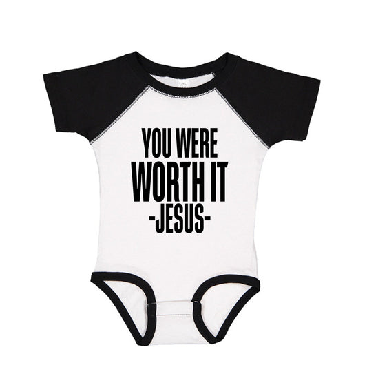You Were Worth It — Signed, Jesus Baby Christian Jumpsuit - ClaimedbyGodDesigns