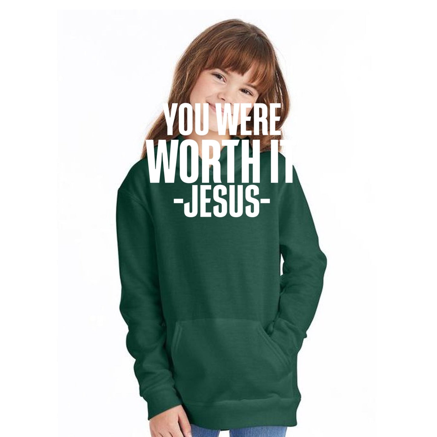 You Were Worth It — Signed, Jesus Youth Christian Pullover Hooded Sweatshirt - ClaimedbyGodDesigns