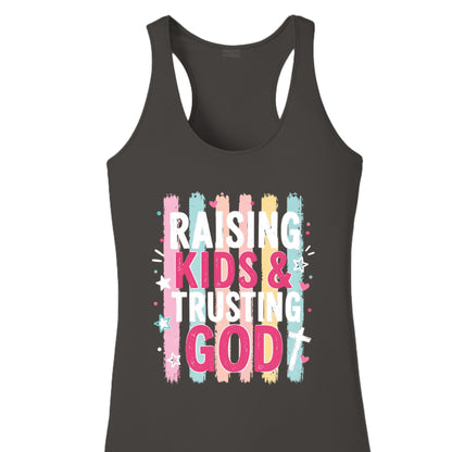 Raising Kids And Trusting God Women's Christian Tank - top - ClaimedbyGodDesigns