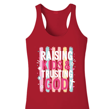 Raising Kids And Trusting God Women's Christian Tank - top - ClaimedbyGodDesigns