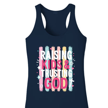 Raising Kids And Trusting God Women's Christian Tank - top - ClaimedbyGodDesigns