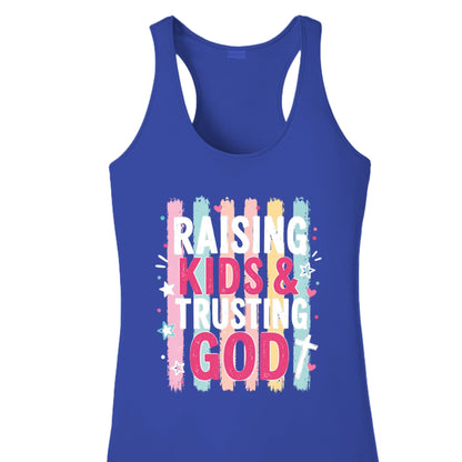 Raising Kids And Trusting God Women's Christian Tank - top - ClaimedbyGodDesigns