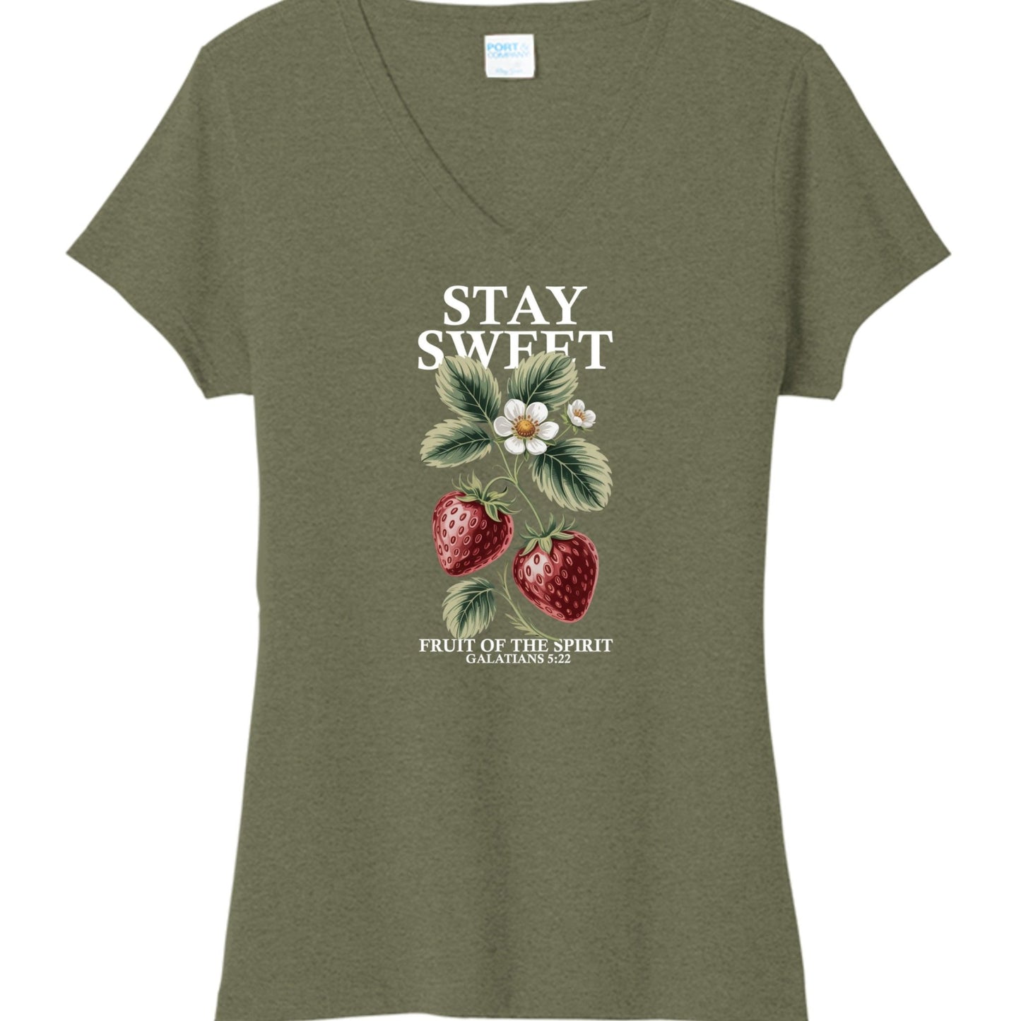 Stay Sweet Fruit Of The Spirit Women's Christian V - neck T-shirt - ClaimedbyGodDesigns