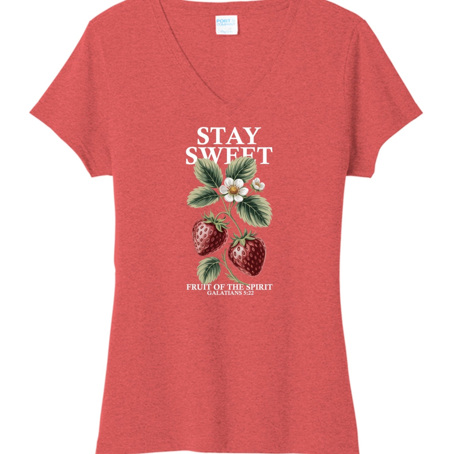 Stay Sweet Fruit Of The Spirit Women's Christian V - neck T-shirt - ClaimedbyGodDesigns