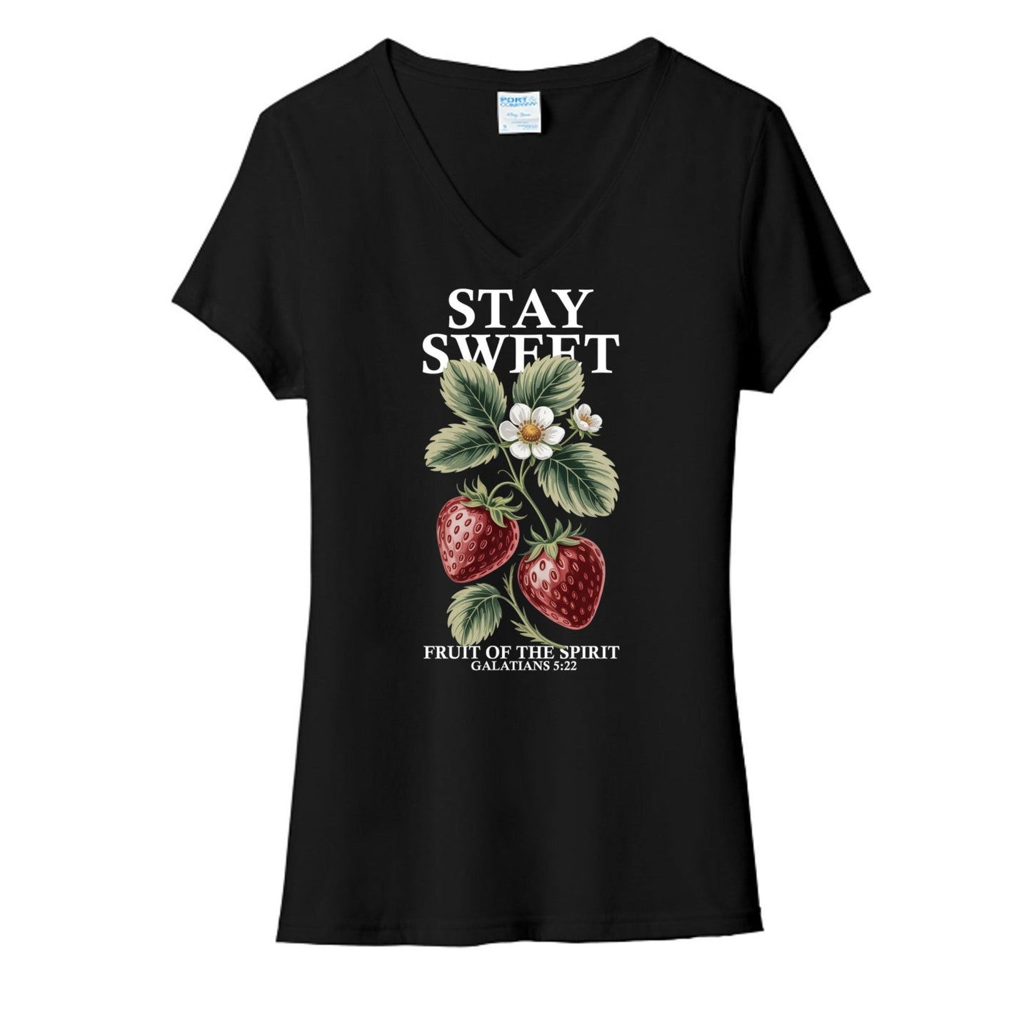 Stay Sweet Fruit Of The Spirit Women's Christian V - neck T-shirt - ClaimedbyGodDesigns