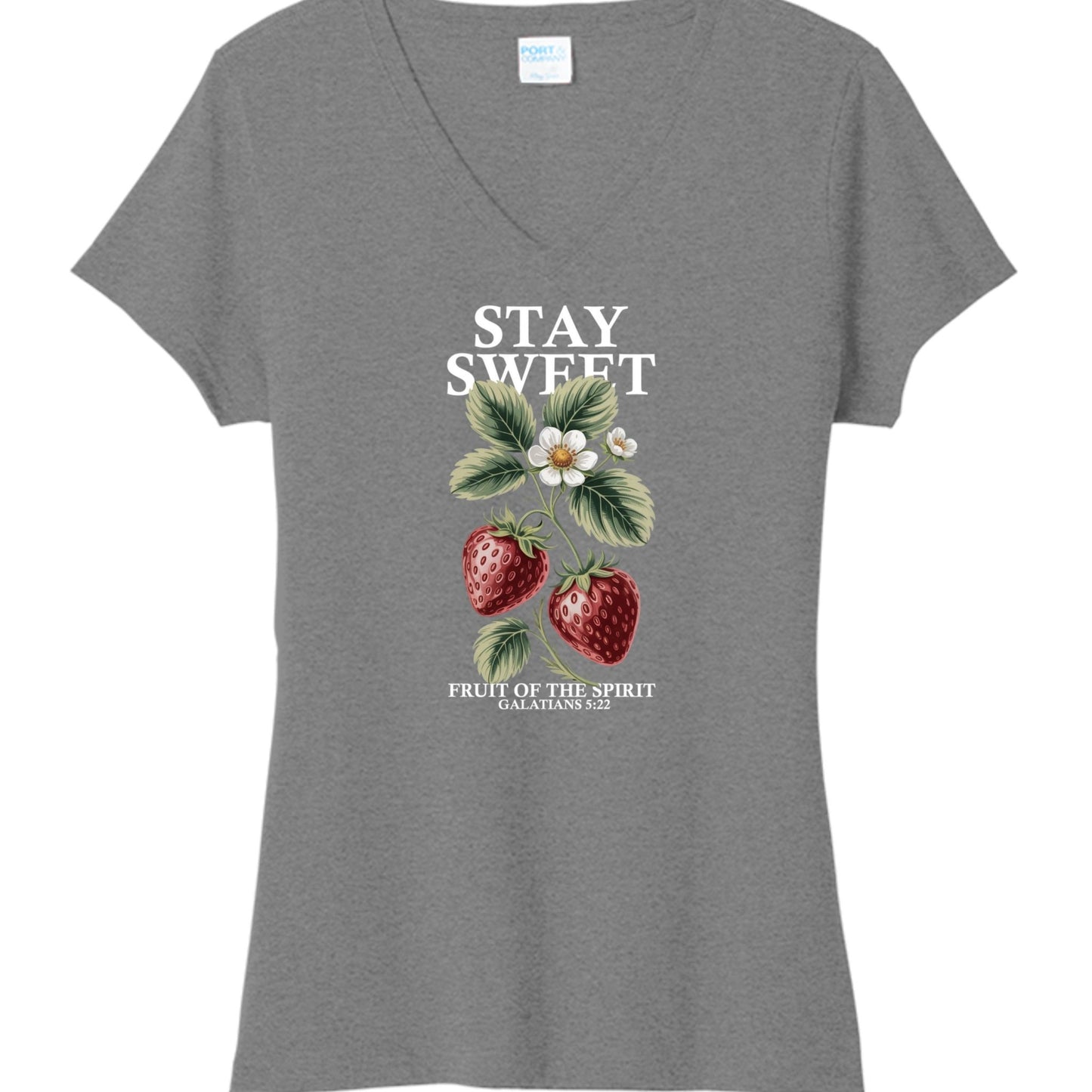 Stay Sweet Fruit Of The Spirit Women's Christian V - neck T-shirt - ClaimedbyGodDesigns