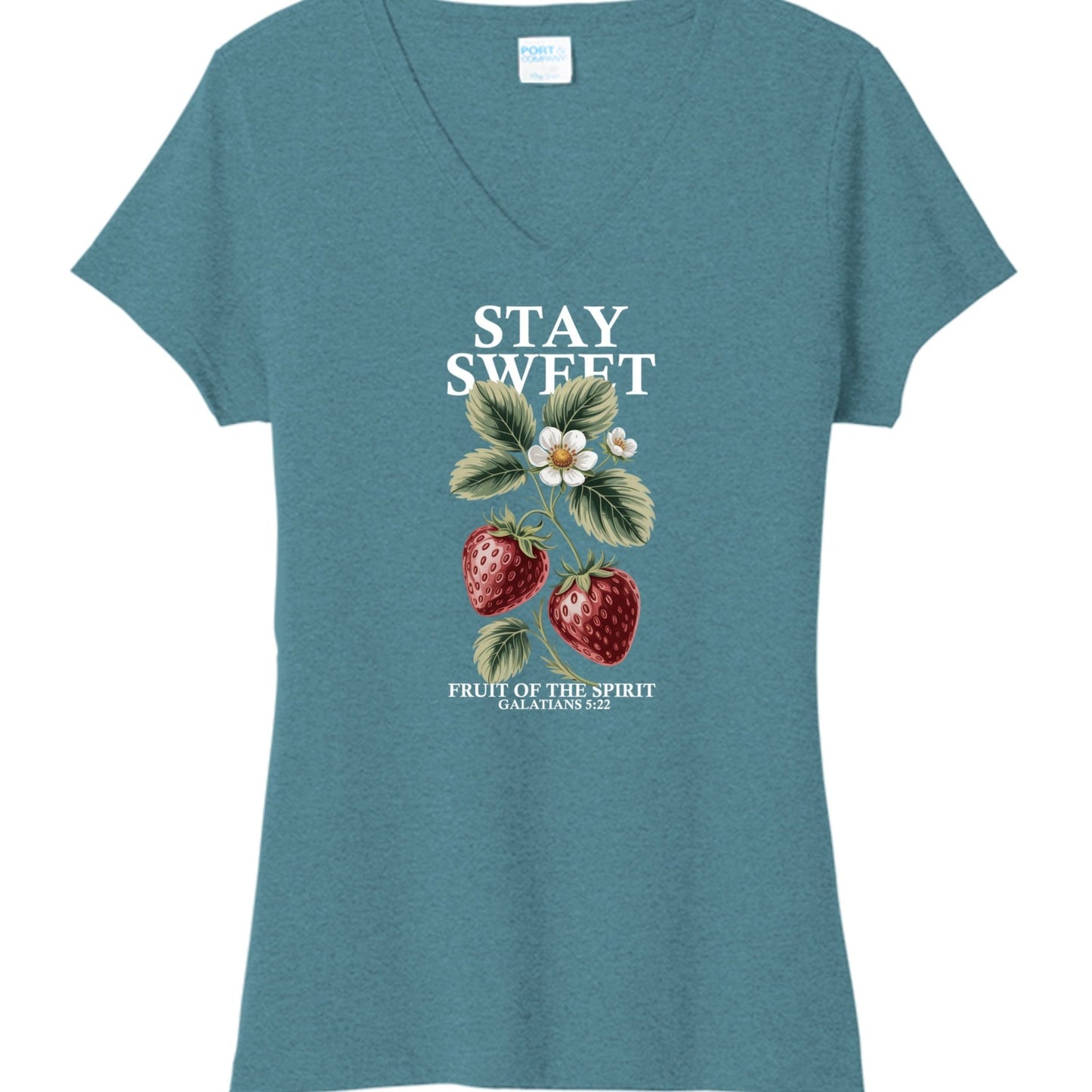 Stay Sweet Fruit Of The Spirit Women's Christian V - neck T-shirt - ClaimedbyGodDesigns