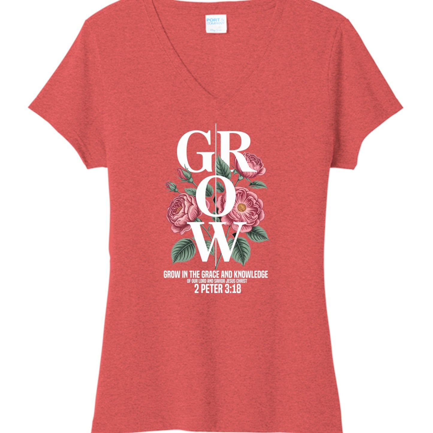 Grow In The Grace And Knowledge Of Our Lord Women's Christian V - neck T-shirt - ClaimedbyGodDesigns