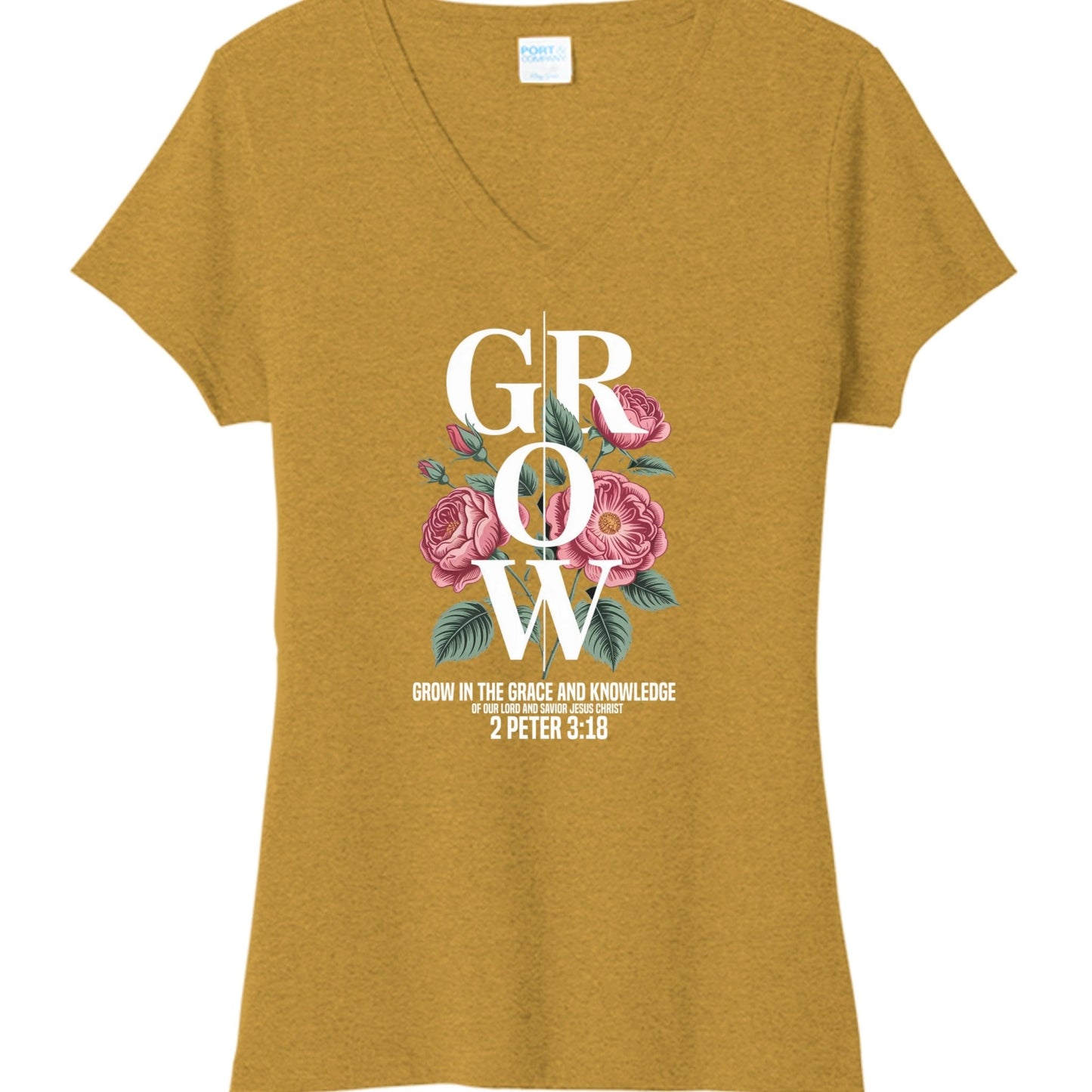 Grow In The Grace And Knowledge Of Our Lord Women's Christian V - neck T-shirt - ClaimedbyGodDesigns