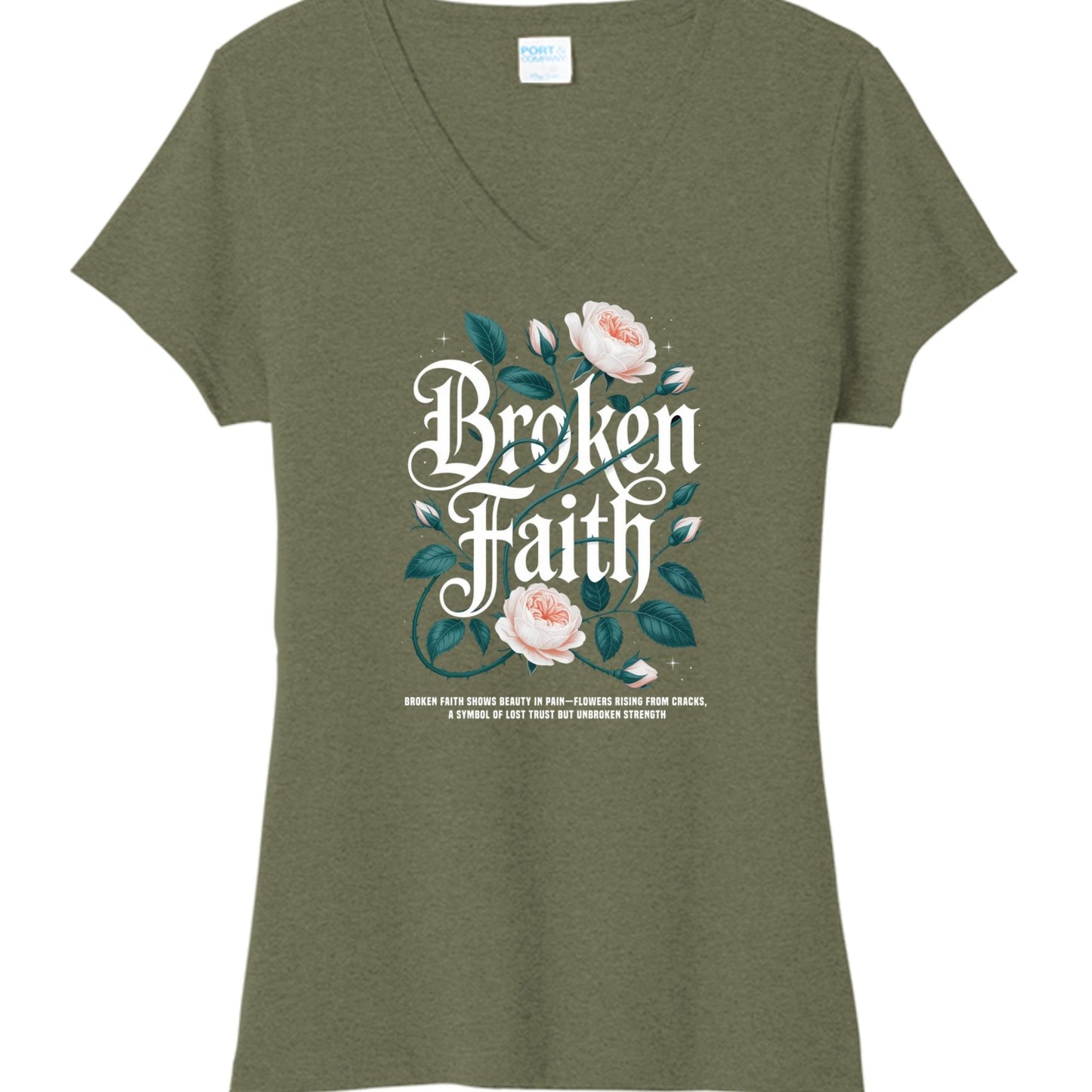 Broken Faith Women's Christian V - neck T-shirt - ClaimedbyGodDesigns