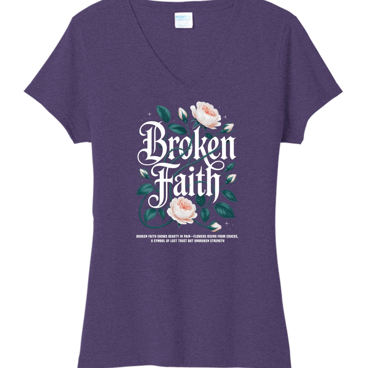 Broken Faith Women's Christian V - neck T-shirt - ClaimedbyGodDesigns