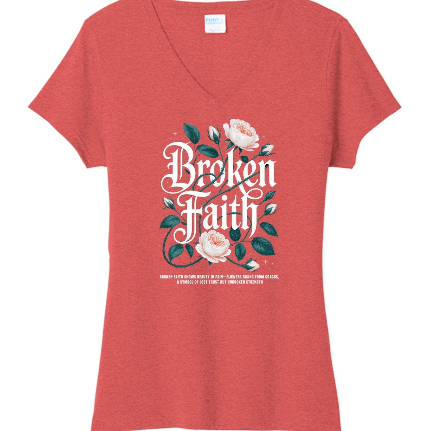 Broken Faith Women's Christian V - neck T-shirt - ClaimedbyGodDesigns