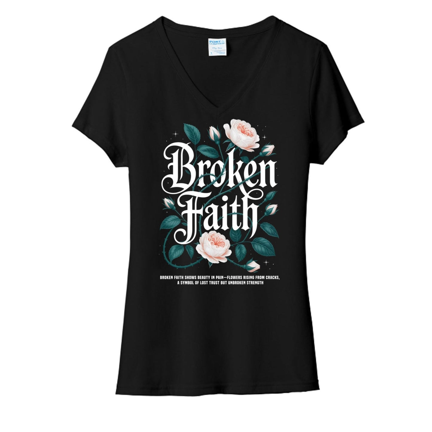 Broken Faith Women's Christian V - neck T-shirt - ClaimedbyGodDesigns