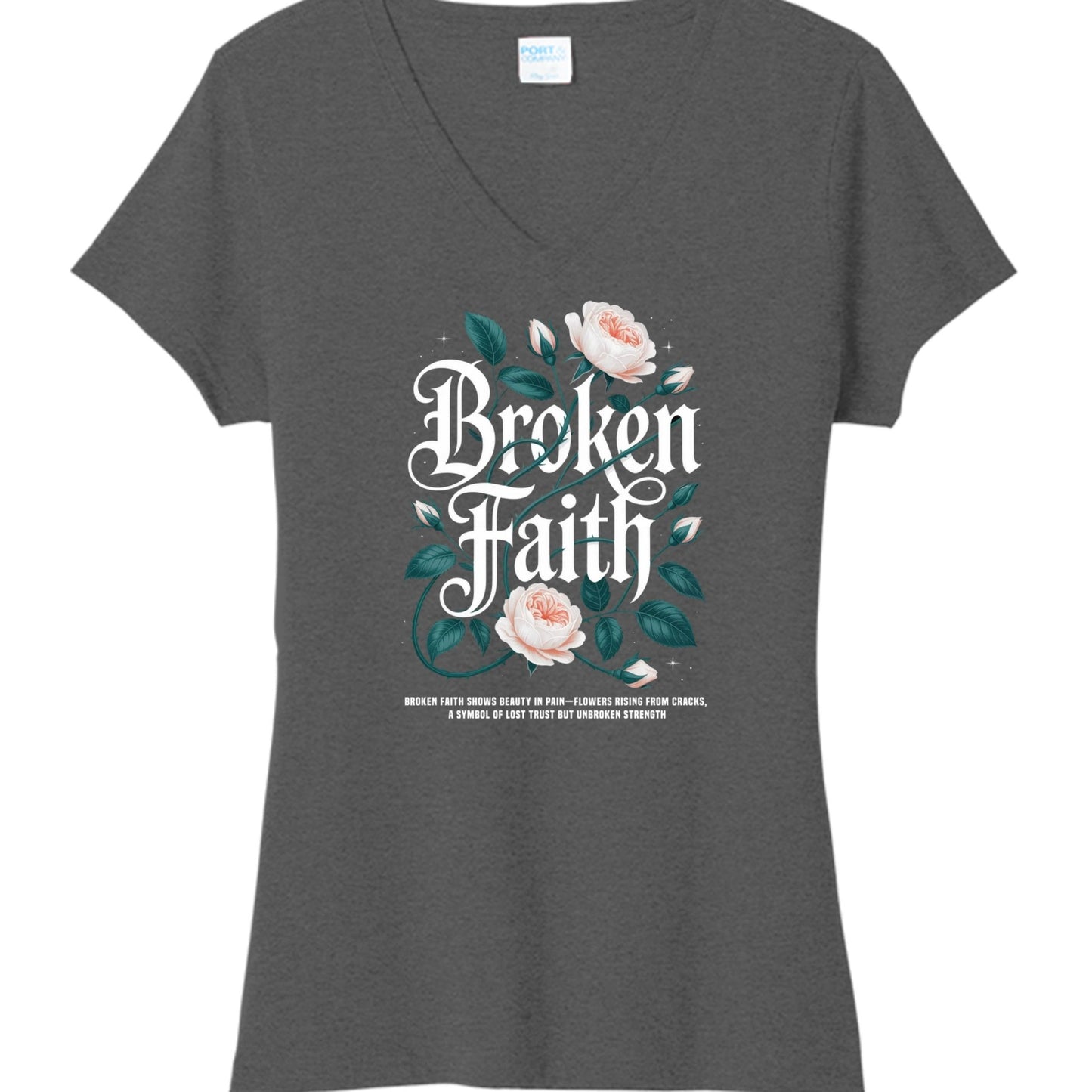 Broken Faith Women's Christian V - neck T-shirt - ClaimedbyGodDesigns
