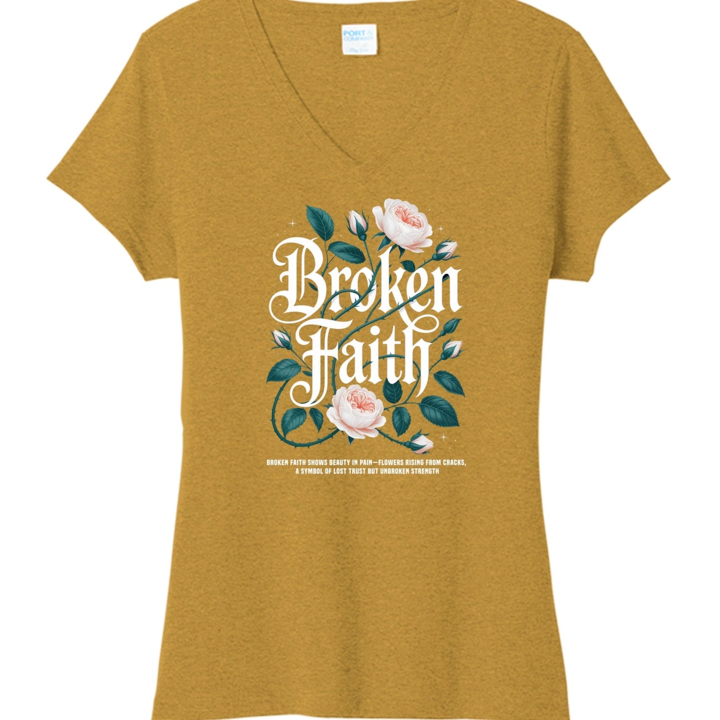 Broken Faith Women's Christian V - neck T-shirt - ClaimedbyGodDesigns
